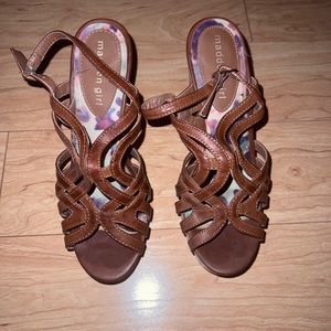 Brown Leather Strap Wedges